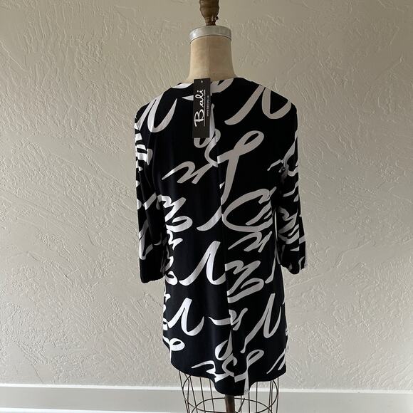 BALI | Women's Abstract Black and White Tunic 8056 NEW Size P/S Cut Out Neckline - Picture 6 of 11